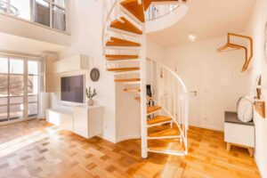 Blick auf die Wendeltreppe