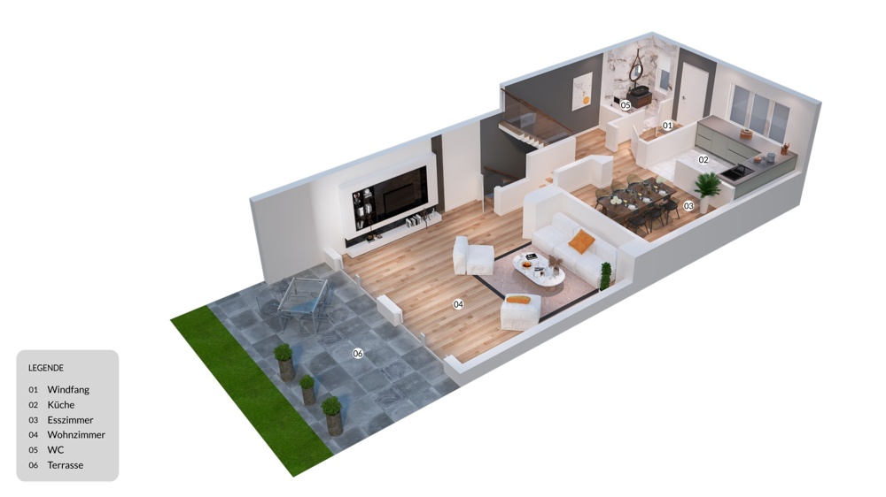 3D Grundriss Erdgeschoss