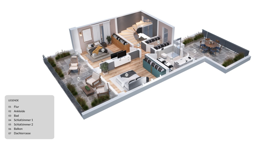 3D Grundriss Obergeschoss