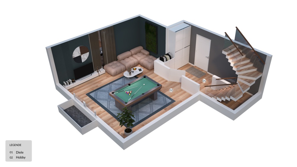 3D Grundriss Untergeschoss