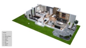 3D Grundriss Erdgeschoss